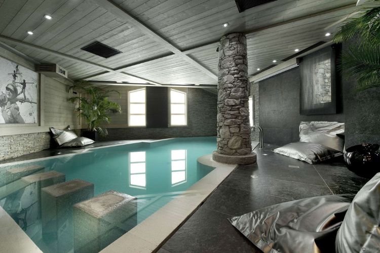natural stone around the pool